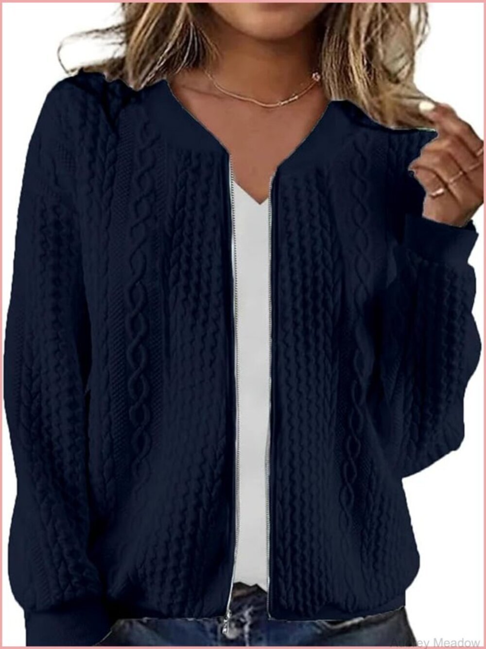 Zip Up Cardigan Sweater Hoodie Jacket Long Sleeve Crewneck Casual Spring Fall